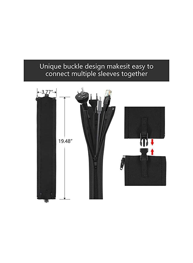 PROMASS 126 PCS Cord Wire Management Organizer Kit Set, With Zipper Cable Sleeve, Cable Clip Holder, Self Adhesive tie, Fastening Cable Ties for TV Office Home Electronics Factory Store etc - Image 2