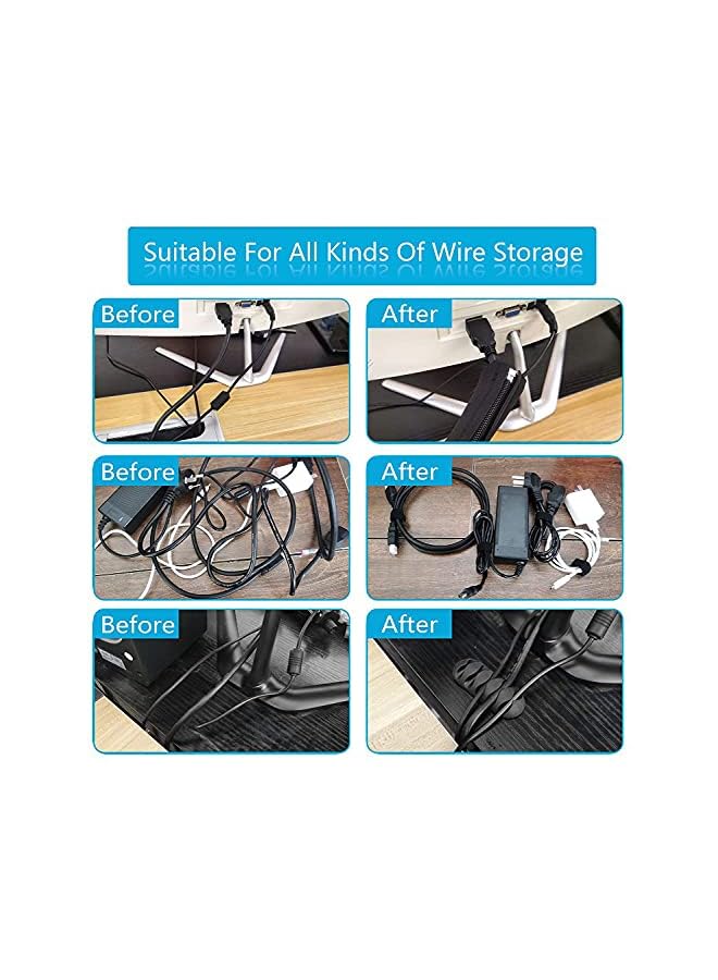 PROMASS 126 PCS Cord Wire Management Organizer Kit Set, With Zipper Cable Sleeve, Cable Clip Holder, Self Adhesive tie, Fastening Cable Ties for TV Office Home Electronics Factory Store etc - Image 5