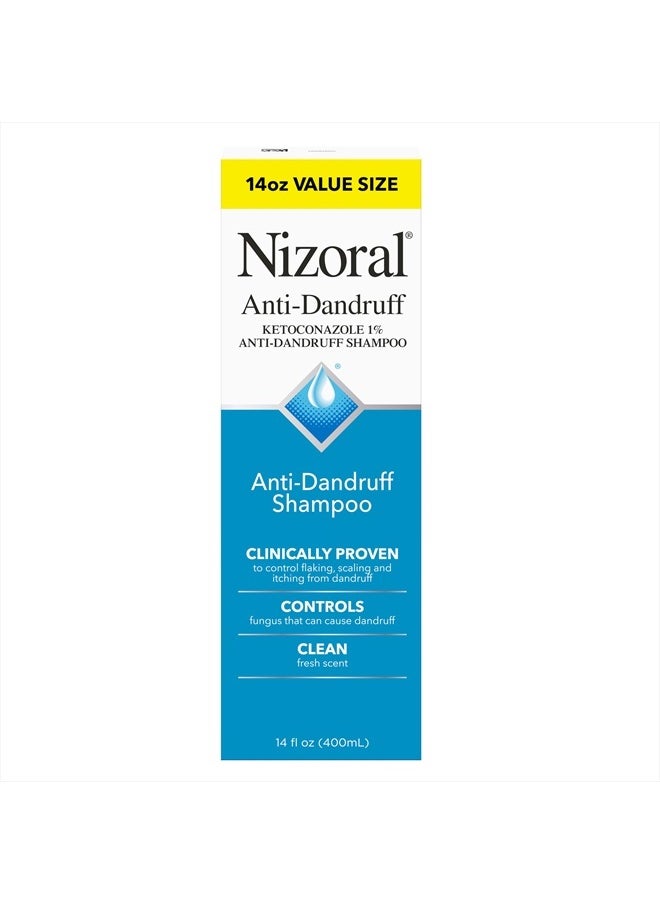 Nizoral Anti-Dandruff Shampoo with 1% Ketoconazole, Fresh Scent, 14 Fl Oz  - Image 1