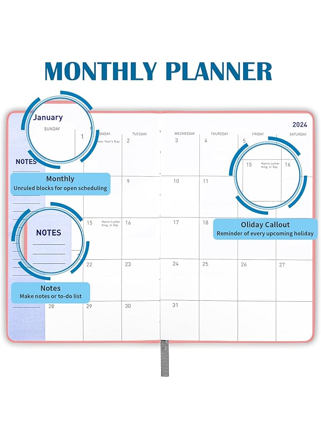 erorex 2024 Leather Planner Weekly And Monthly 18 Months Calendar Book 2024 Academic Planner From Jan. 2024 June 2025 2024 Appointment Book Daily Agenda Yearly Teachers Planner 5.7  - Image 4