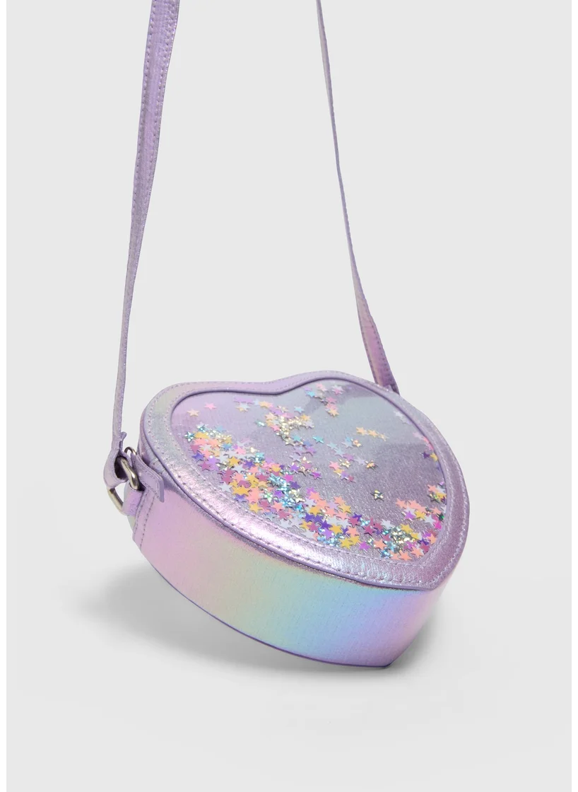 Matalan Girls Multicolour Glitter Heart Crossbody Bag