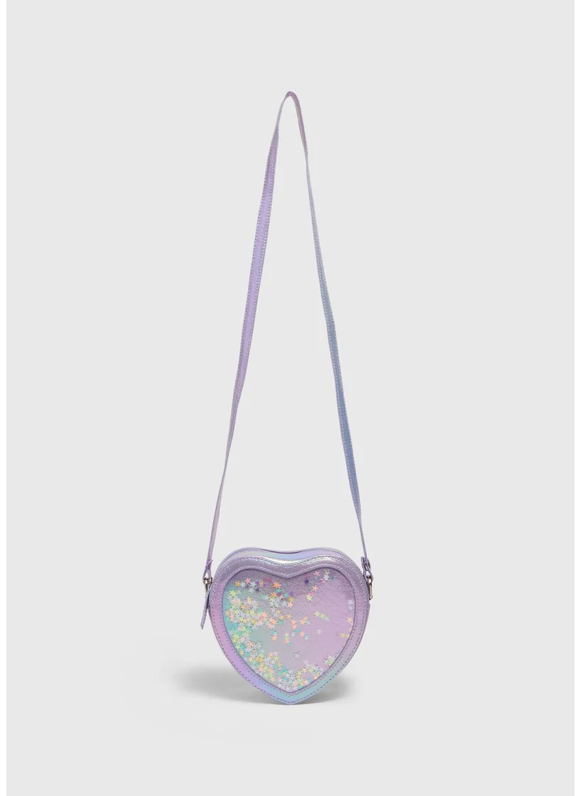 Matalan Girls Multicolour Glitter Heart Crossbody Bag