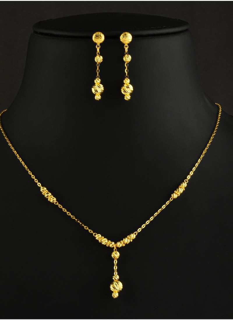 BAFLEH JEWELLERY Bafleh’s 22kt Lightweight Gold Necklace Set – Because Elegance Should Never Weigh You Down 
