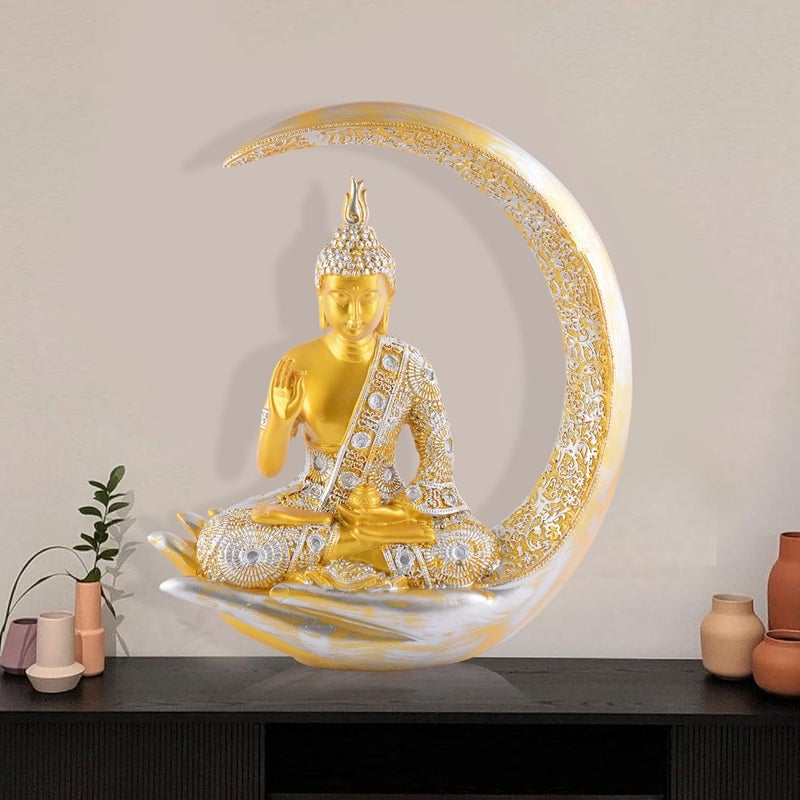 zart Samadhi Buddha Sitting On Chand for Home Decor Showpiece Figurine - Image 2