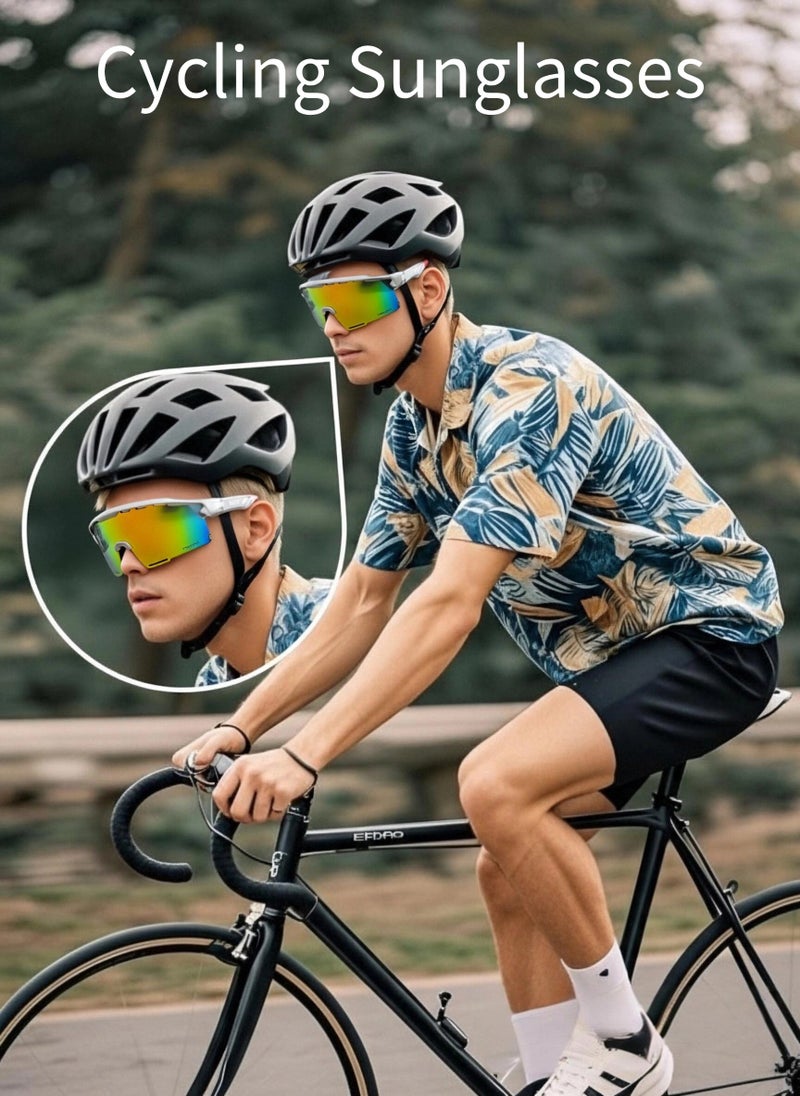 Oakley Classic Sunglasses Prizm Iridescent Mirror Shield Sunglasses,Lightweight Wrap-around Eyewear for Gulf Men Cycling & Desert Outdoor Activities - Image 5