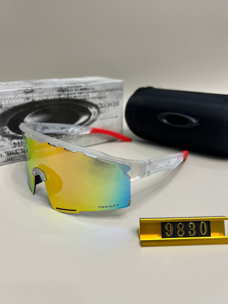 Oakley Classic Sunglasses Prizm Iridescent Mirror Shield Sunglasses,Lightweight Wrap-around Eyewear for Gulf Men Cycling & Desert Outdoor Activities - Image 1