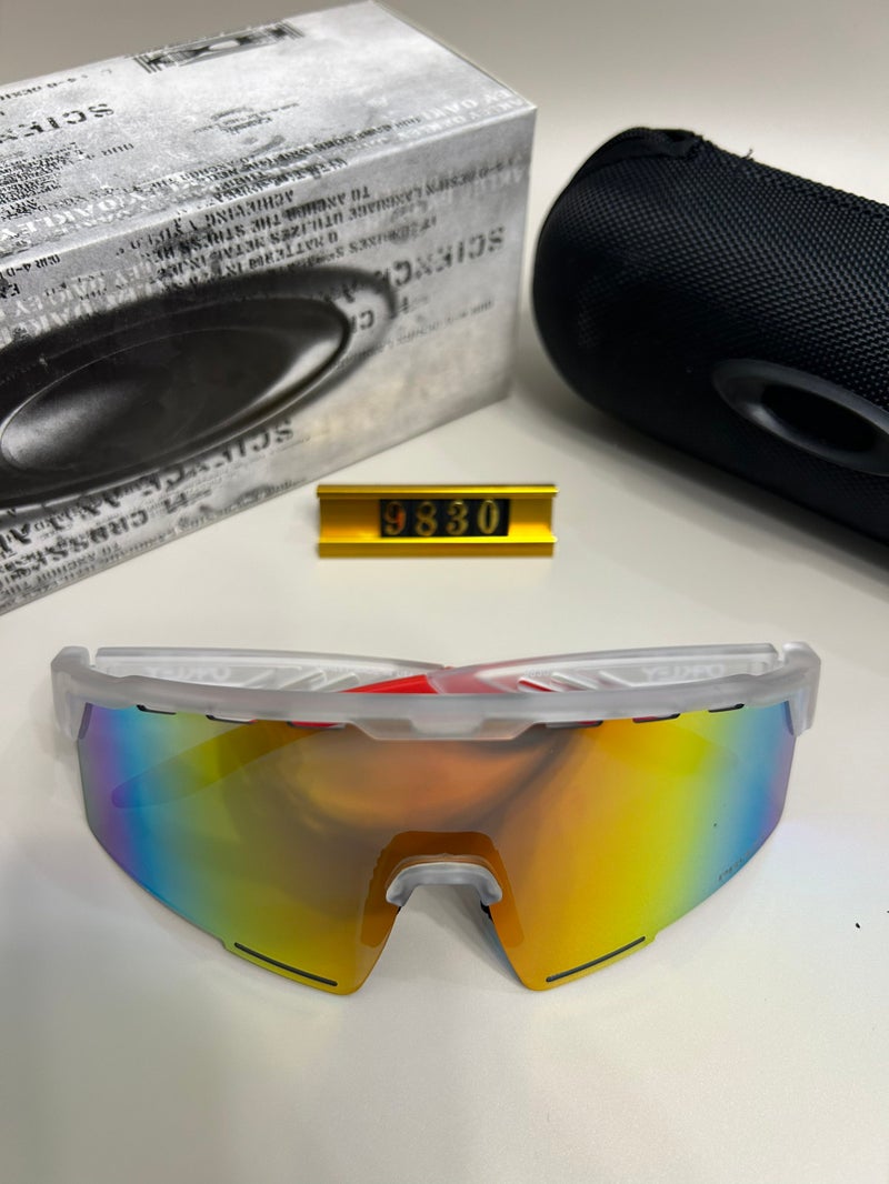 Oakley Classic Sunglasses Prizm Iridescent Mirror Shield Sunglasses,Lightweight Wrap-around Eyewear for Gulf Men Cycling & Desert Outdoor Activities - Image 2