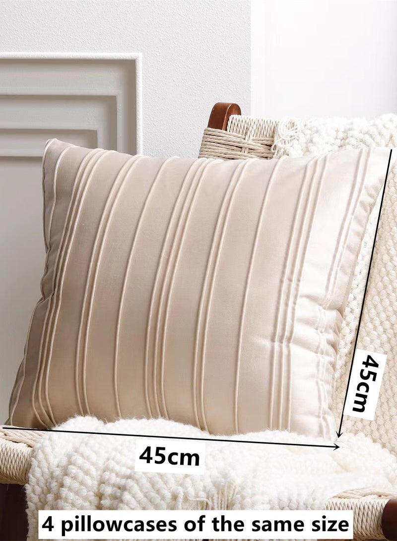 Kutis 4-Piece Home Decorative Pillow Covers Throw Pillow Cover Square Cushion Covers Velvet Beige 45x45 cm - Image 4