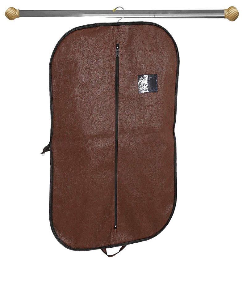 Kuber Industries Kuber Industries Embossed Design 12 Pieces Foldable Non Woven Mens Coat Blazer Cover Black Brown Golden CTKTC42353 - Image 2