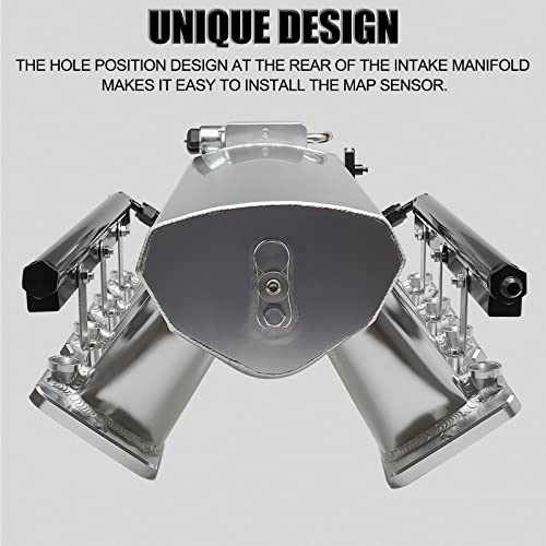 TEMSONE 92MM Intake Manifold Sheet Metal Fabricated EFI with Fuel Rails and Throttle Body & Throttle Position Sensors TPS IAC Compatible with Chevrolet GMC Pontiac LS LS1 LS2 LS6 Silver - Image 3