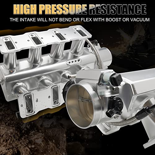 TEMSONE 92MM Intake Manifold Sheet Metal Fabricated EFI with Fuel Rails and Throttle Body & Throttle Position Sensors TPS IAC Compatible with Chevrolet GMC Pontiac LS LS1 LS2 LS6 Silver - Image 4