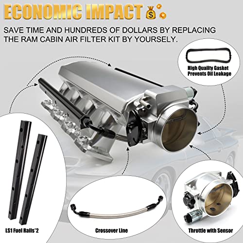 TEMSONE 92MM Intake Manifold Sheet Metal Fabricated EFI with Fuel Rails and Throttle Body & Throttle Position Sensors TPS IAC Compatible with Chevrolet GMC Pontiac LS LS1 LS2 LS6 Silver - Image 5