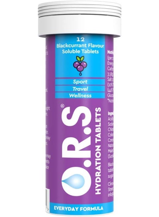 Ors Hydration Tablets With Electrolytes, Vegan, Gluten And Lactose Free Formula - Black Currant Flavour 12'S - Image 1