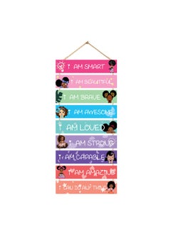 wallkriti wallkriti Inspirational Wall Hanging with Positive Affirmations for Girls 9 Wooden Plaques MultiColour  - Image 1