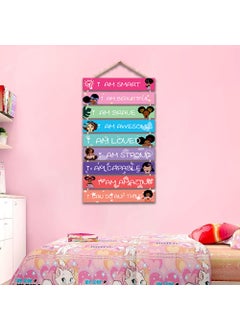 wallkriti wallkriti Inspirational Wall Hanging with Positive Affirmations for Girls 9 Wooden Plaques MultiColour  - Image 4