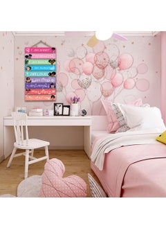 wallkriti wallkriti Inspirational Wall Hanging with Positive Affirmations for Girls 9 Wooden Plaques MultiColour  - Image 5