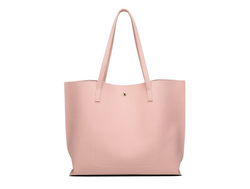 Dreubea Women's Soft Faux Leather Tote Shoulder Bag from, Big Capacity Tassel Handbag Pink - Image 4