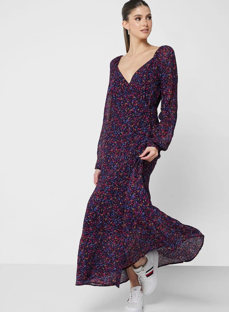 TOMMY HILFIGER Floral Print Wrap Dress
