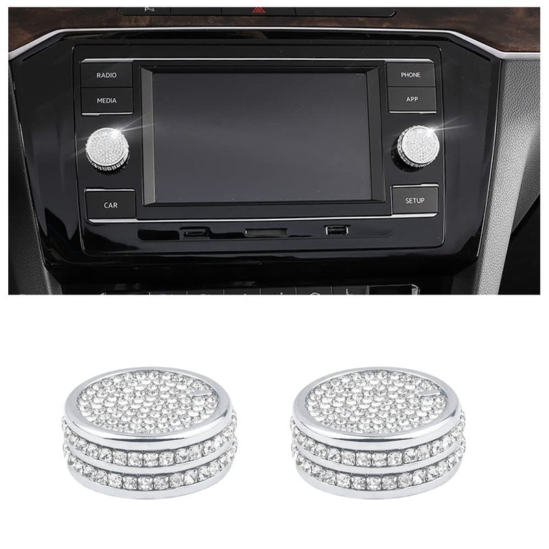 PIFOOG Car Accessories for VW Bling Volume Knob Covers Decals Audio Control Button Stickers Decoration Trims for Volkswagen Golf GTI Jetta Tiguan S Atlas Taos 2PCS - Image 3