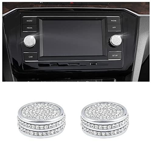 PIFOOG Car Accessories for VW Bling Volume Knob Covers Decals Audio Control Button Stickers Decoration Trims for Volkswagen Golf GTI Jetta Tiguan S Atlas Taos 2PCS - Image 1
