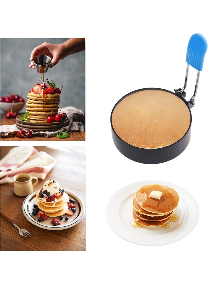 5 قطع من صانع الأومليت المصنوع من الفولاذ المقاوم للصدأ، حلقة طهي البيض غير المنتظمة مع مقبض قابل للطي، قالب تشكيل البيض، قالب الأومليت لبيض المافن الأومليت - Image 5