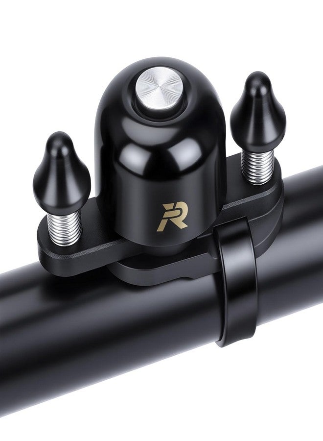 POWVINE Bike Bell, Max 100dB Bike Bells for Adults, Portable Bicycle Bell Fit 22.2-31.8mm Road Bike Bar Handlebars, Waterproof, Durable Double Hammer Design (Black) - Image 1