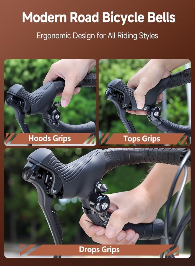 POWVINE Bike Bell, Max 100dB Bike Bells for Adults, Portable Bicycle Bell Fit 22.2-31.8mm Road Bike Bar Handlebars, Waterproof, Durable Double Hammer Design (Black) - Image 5