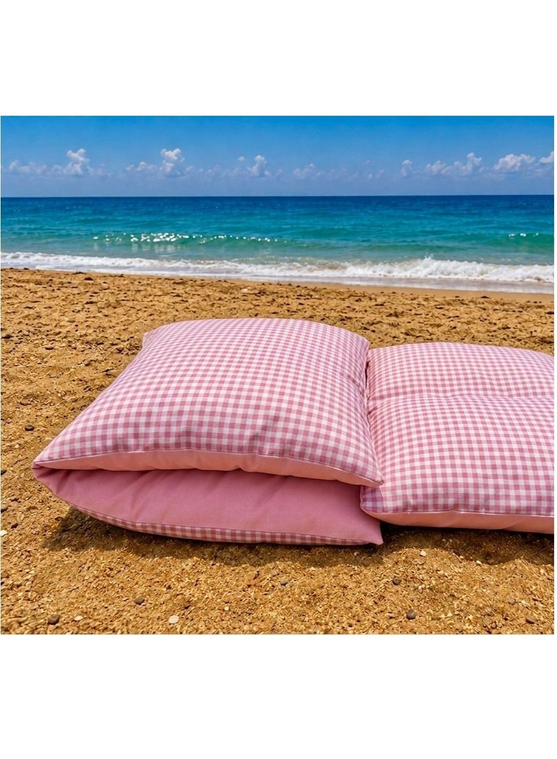 Floor Foldable Double face Mattress 80*200 cm , Pink Cheks Design - Image 1