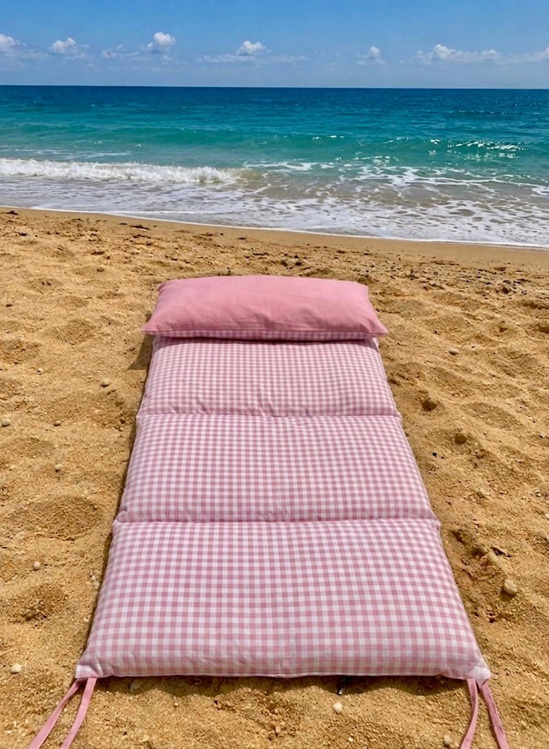 Floor Foldable Double face Mattress 80*200 cm , Pink Cheks Design - Image 3