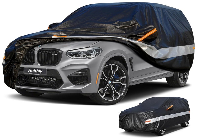 Holthly 10 Layers Car Cover Waterproof All Weather for SUV,100% Waterproof Outdoor Car Covers Rain Snow UV Dust Protection. Custom Fit for BMW X3, Audi Q5, Nissan Rogue, Chevy Equinox,etc - Image 1