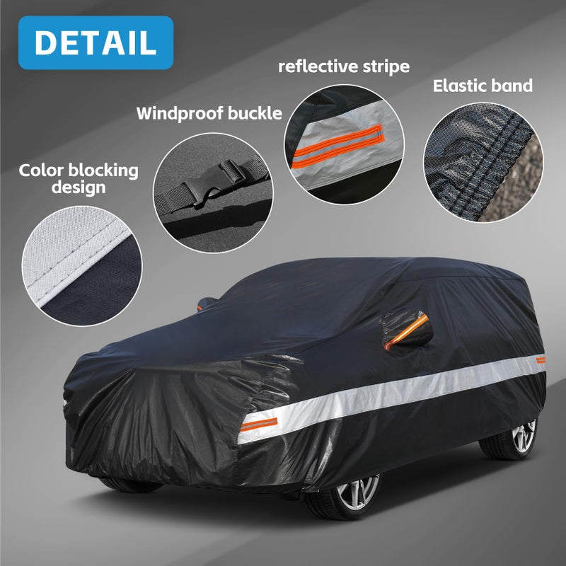 Holthly 10 Layers Car Cover Waterproof All Weather for SUV,100% Waterproof Outdoor Car Covers Rain Snow UV Dust Protection. Custom Fit for BMW X3, Audi Q5, Nissan Rogue, Chevy Equinox,etc - Image 3