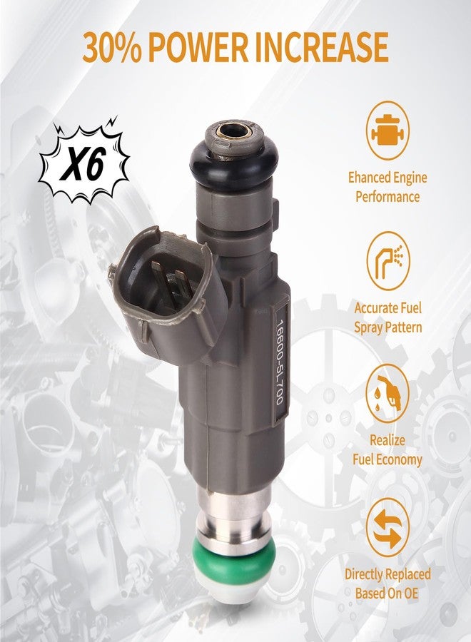 AISHAN 6PCS Fuel Injectors 4 Holes Compatible with Infiniti I30 FX35 G35 QX4, for Nissan Maxima 350Z Pathfinder V6 3.0L 3.5L 2000-2004 Replace# FBJC100 166005L700 84212240 - Image 3