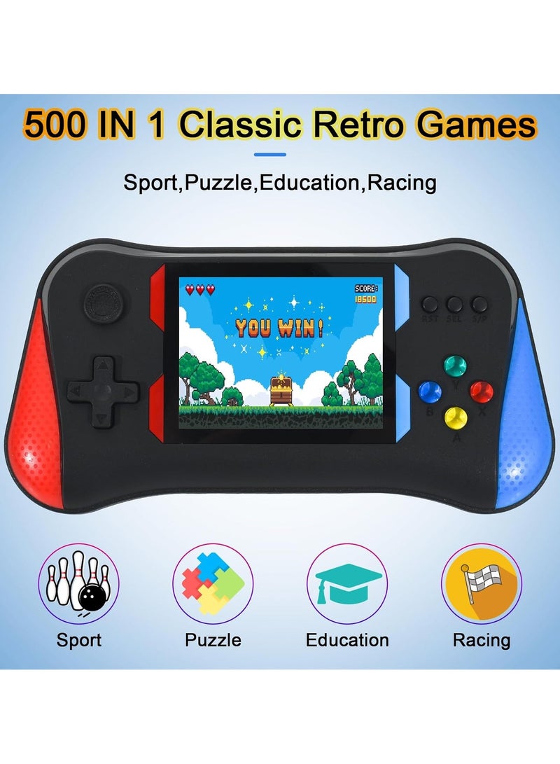 جهاز تشغيل العاب الفيديو الرقمية محمول باليد، مشغل العاب صغير للغاية 500 لعبة اف سي كلاسيكية 3.5 انش تدعم شاشة ملونة لتوصيل التلفزيون واثنين من اللاعبين ببطارية قابلة لاعادة الشحن 1020mAh - Image 1
