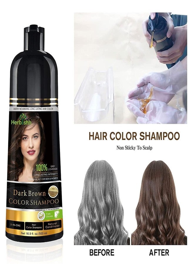 Herbishh Hair Color Shampoo (Dark Brown) for Grey Coverage | Ammonia-Free Paraben Free | Long Lasting Color up to 3 Weeks | Combo Pack 3 x 500ml + 1 Argan Hair Mask (150gm) - Image 3