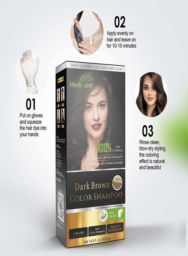 Herbishh Hair Color Shampoo (Dark Brown) for Grey Coverage | Ammonia-Free Paraben Free | Long Lasting Color up to 3 Weeks | Combo Pack 3 x 500ml + 1 Argan Hair Mask (150gm) - Image 5