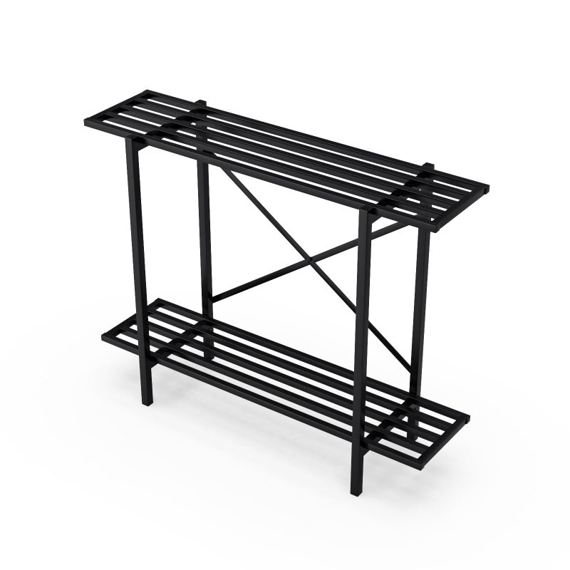 Zhongma 2 Tier Window Height Metal Sturdy Heavy Plant Stand, Narrow Plant Stand Indoor and Outdoor, L35.43 x W10.3 x H27.5 inch, 440 LBS Capacity & Heavy Duty Construction - Image 4