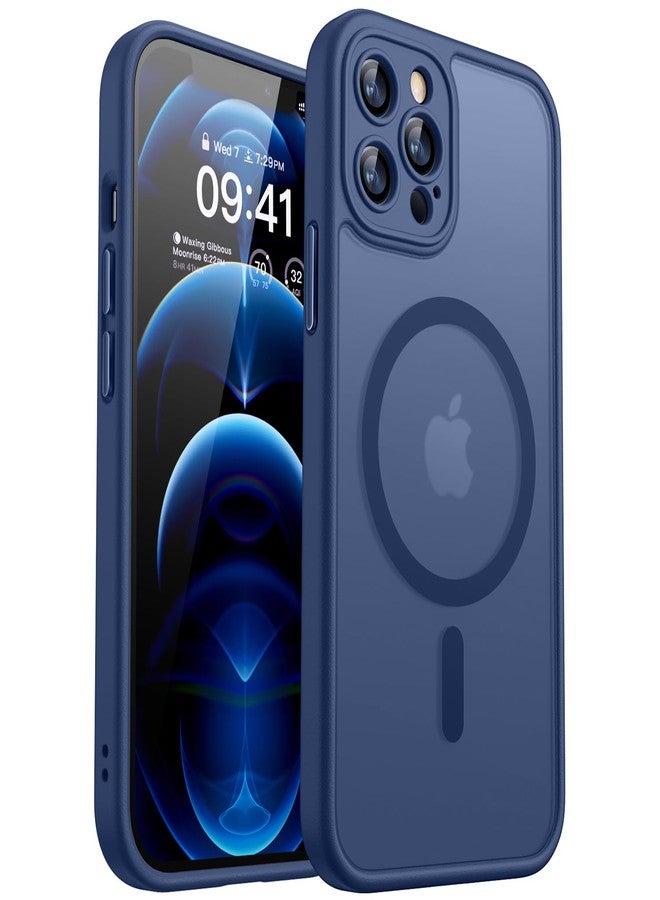 كانشن جراب CANSHN المغناطيسي المتوافق مع iPhone 12 Pro Max، مُحسّن [حماية كاملة للكاميرا] [متوافق مع Magsafe] [شفاف غير لامع] غطاء هاتف واقي مقاوم للصدمات مقاس 6.7 بوصة - أزرق غامق - Image 1