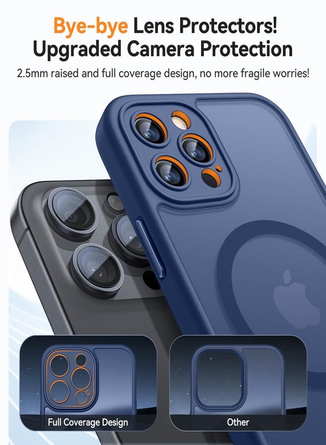 كانشن جراب CANSHN المغناطيسي المتوافق مع iPhone 12 Pro Max، مُحسّن [حماية كاملة للكاميرا] [متوافق مع Magsafe] [شفاف غير لامع] غطاء هاتف واقي مقاوم للصدمات مقاس 6.7 بوصة - أزرق غامق - Image 3