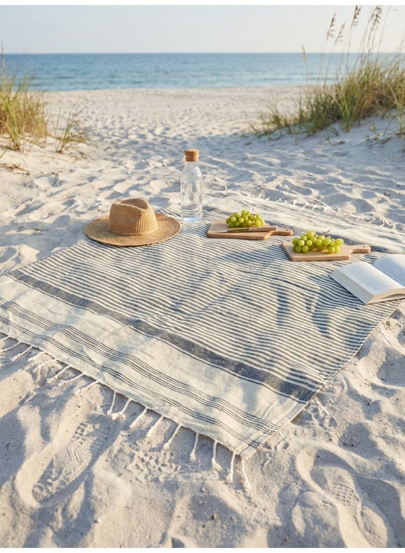 Ambrosia 90x180 cm Polycotton Charcoal Turkish/Fouta Towels Rejuvinate Beach Towel and Picnic Blanket, Quick Drying Lightweight Flat Weave Travel Wrap Bath Throw with Fringes - Image 3