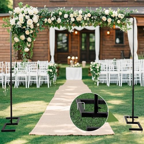 WellSign 8.2FT Square Wedding Arch,Metal Arch Backdrop Stand Heavy Duty Adjustable,Extra 2 Clamp Change Over The Table Rod Stand,Black Balloon Arch Stand for Valentine Party Decor,Photoshoot Backdrop Stand Kit - Image 3