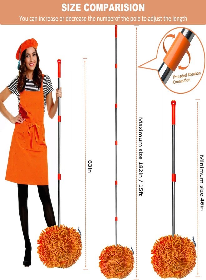 Tonmp Wall Cleaner, Max 13 Ft+ Wall Mop with Long Handle, Ceiling Dust Mop with 15° Labor-Saving Elbow Extension Pole, Baseboard Duster Washer Scrubber, High Reach Window Cleaning Brush, Roof Cleaning Tool - Image 3