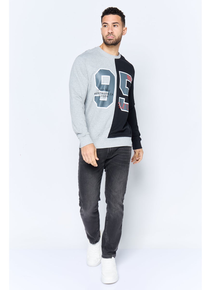Paul Frank Men Crew Neck Printed Long Sleeve Sweatshirts, Heather Grey  - Image 3