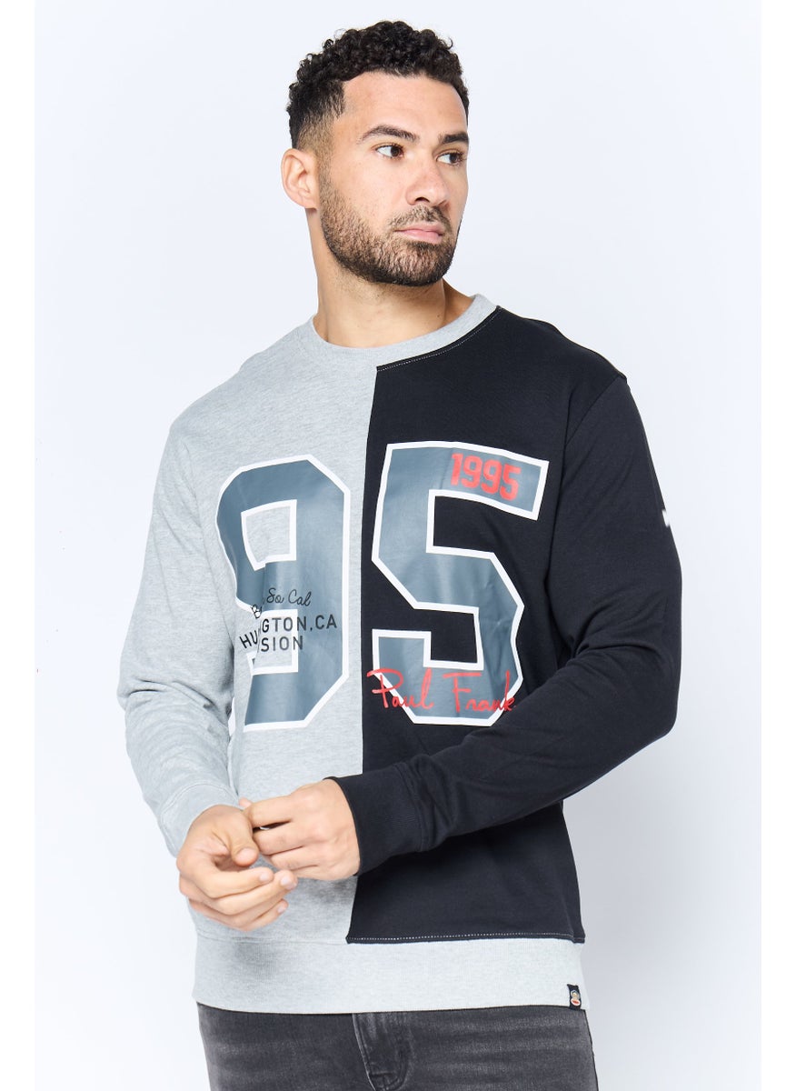 Paul Frank Men Crew Neck Printed Long Sleeve Sweatshirts, Heather Grey  - Image 1