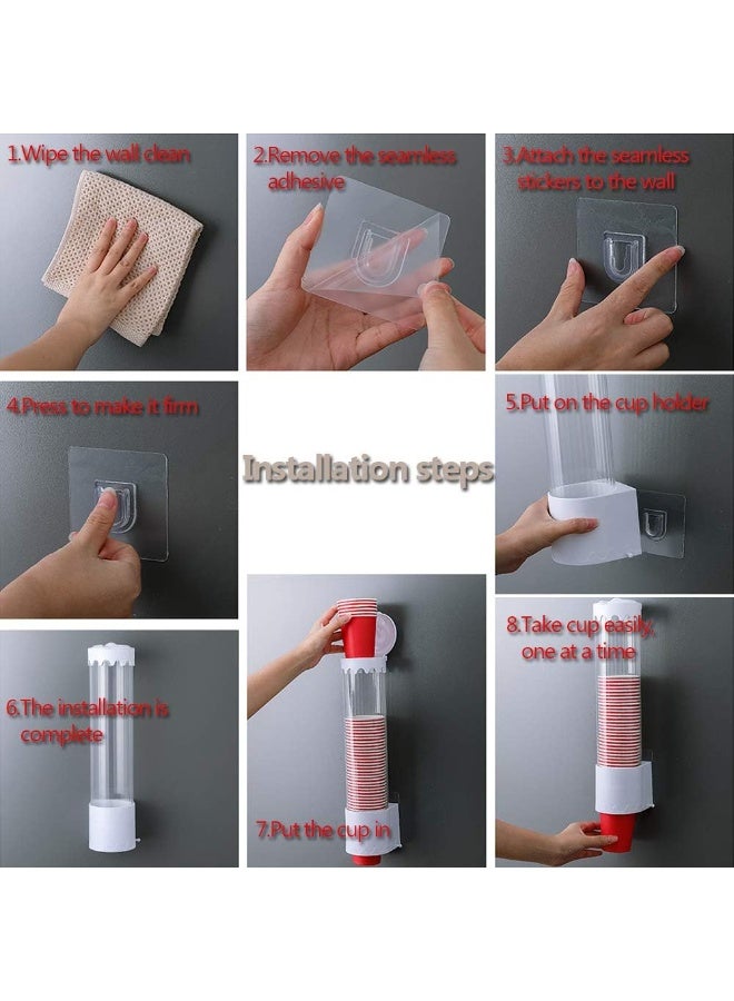 Wall Mounted Disposable Cup Dispenser | Dustproof Automatic Paper Cup Holder | Self-Adhesive, Large Capacity, Easy Installation | Fits 5–7.6cm Cups | Water Dispenser & Kitchen Organizer (MJJ-939) - Image 3
