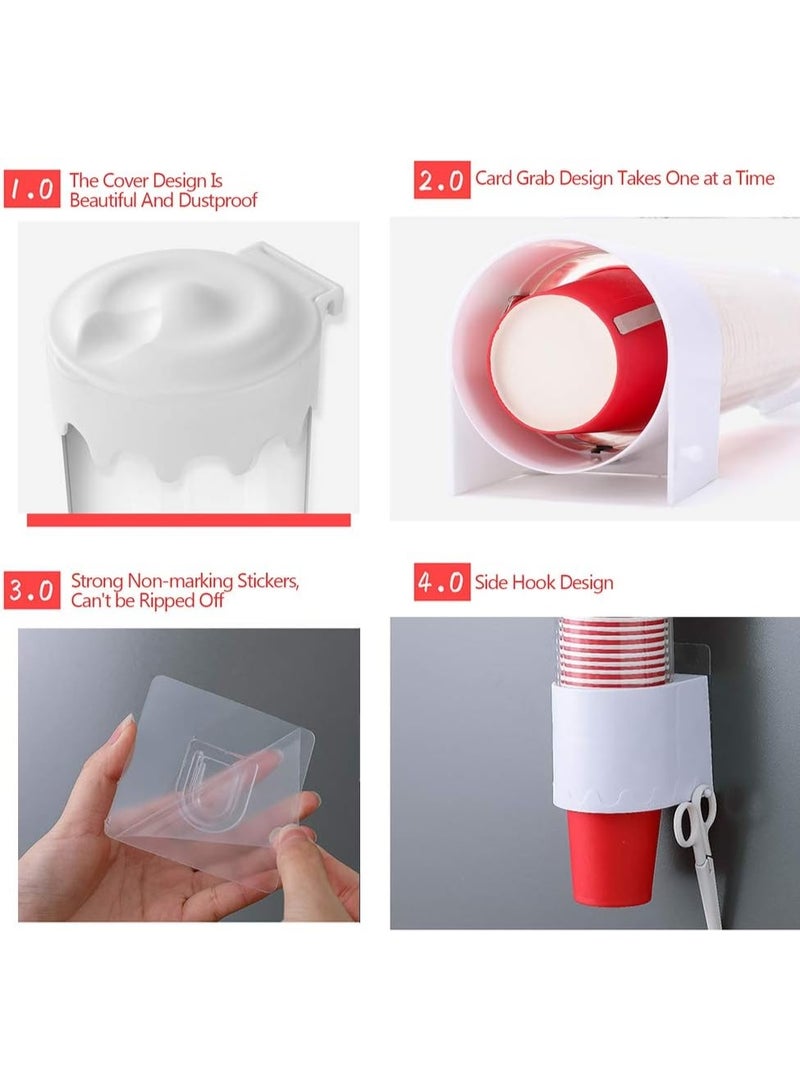 Wall Mounted Disposable Cup Dispenser | Dustproof Automatic Paper Cup Holder | Self-Adhesive, Large Capacity, Easy Installation | Fits 5–7.6cm Cups | Water Dispenser & Kitchen Organizer (MJJ-939) - Image 5