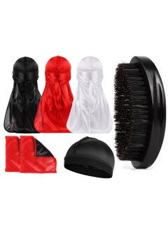 Himoswis 360 Wave Brush Set with Curved Medium Hard Brushes Durag Crown Patch  Hair Waves Starter Kit for Men 