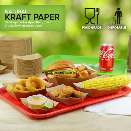 Aakriti Food Boat Trays Kraft Paper Brown - Disposable Eco-Friendly Serving Trays for Parties, Events, Takeaways, and Snacks (50, Small) - Image 5