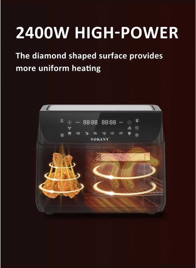 sokany Home Smart Touch Air Fryer, 2400 Watts, Adjustable Temperature - Plug - Image 5