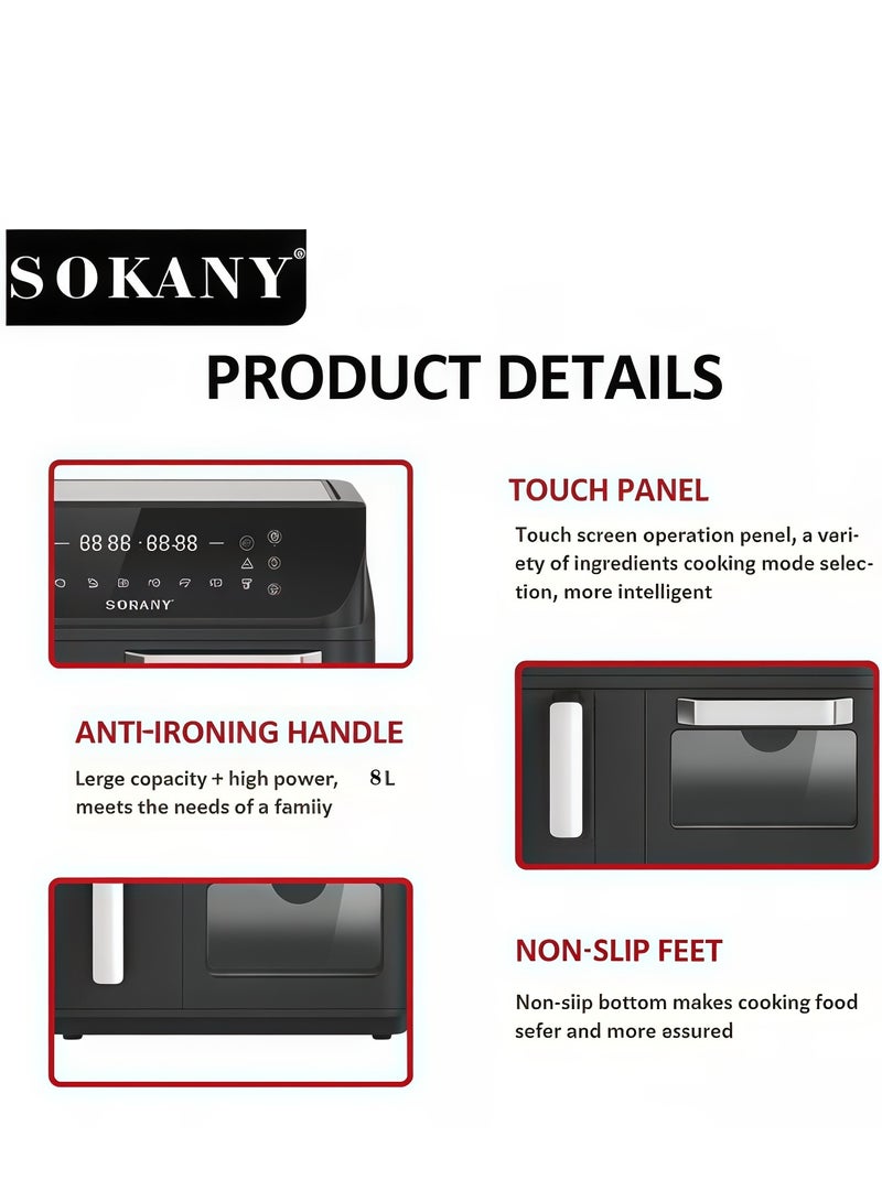 sokany Home Smart Touch Air Fryer, 2400 Watts, Adjustable Temperature - Plug - Image 4