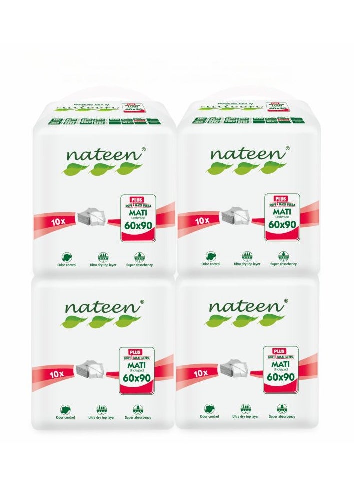 nateen Disposable Underpads,60 x 90 cm,40 Pcs Incontinence Pads,Diaper Changing Mats for Baby,High Absorbency Bed Pads,Mattress Protector Pads.  - Image 1
